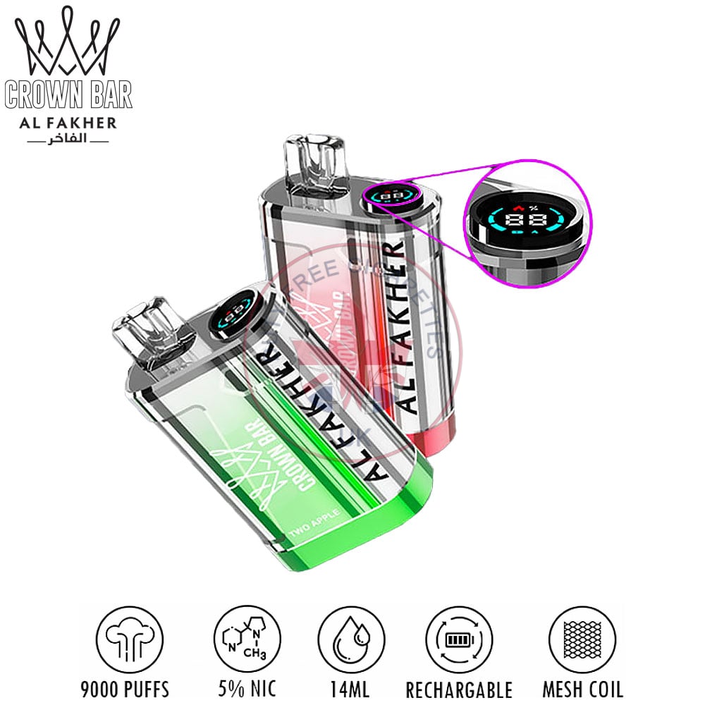 al-fakher-crown-bar-9000-two-apple-1 Al Fakher Crown Bar 9000 - Two Apple